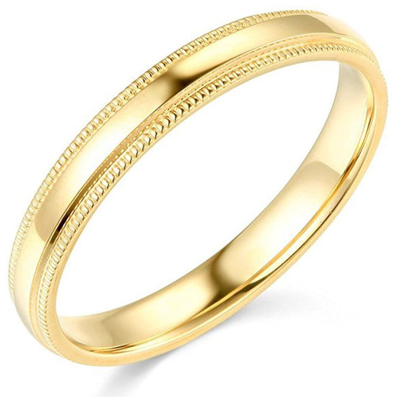 Milgrain Wedding Band Comfort Fit 14K Gold 3 mm - Thenetjeweler