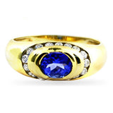 Oval Tanzanite and Diamond Ring 14K Yellow Gold - Thenetjeweler