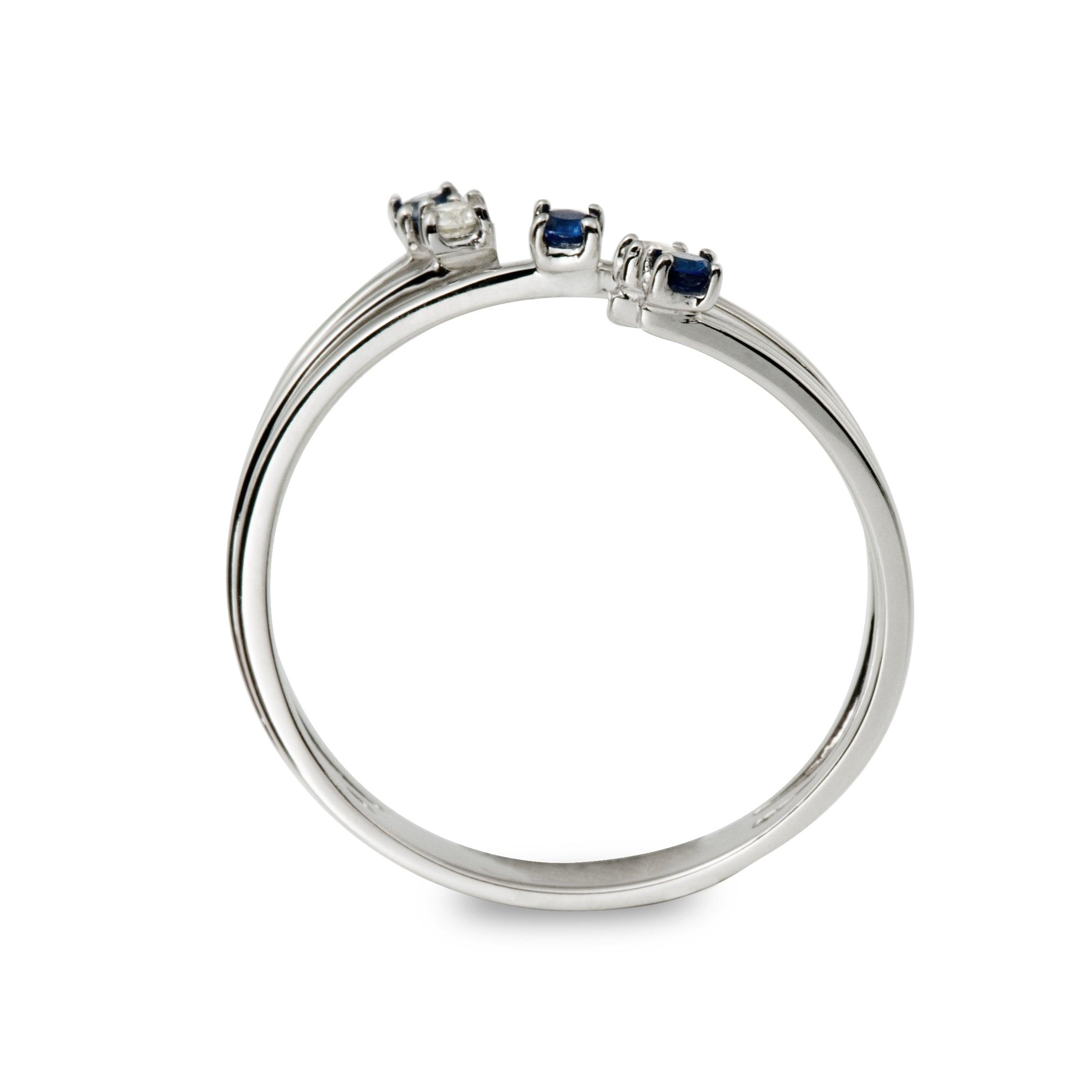 Blue Sapphire and Diamond Wrap Ring White Gold - Thenetjeweler