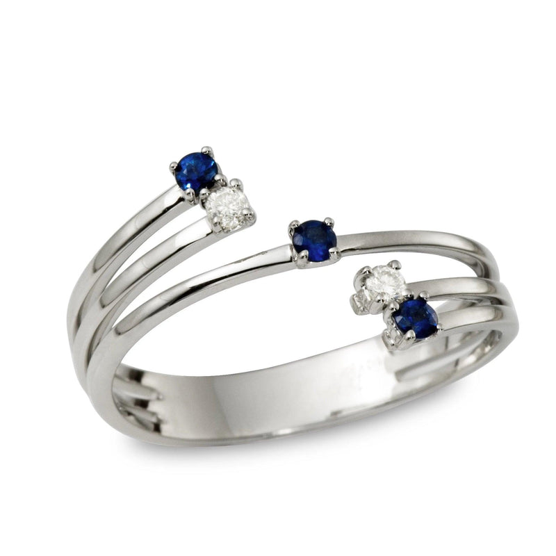 Blue Sapphire and Diamond Wrap Ring White Gold - Thenetjeweler