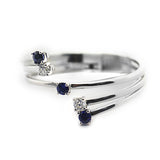 Blue Sapphire and Diamond Wrap Ring White Gold - Thenetjeweler