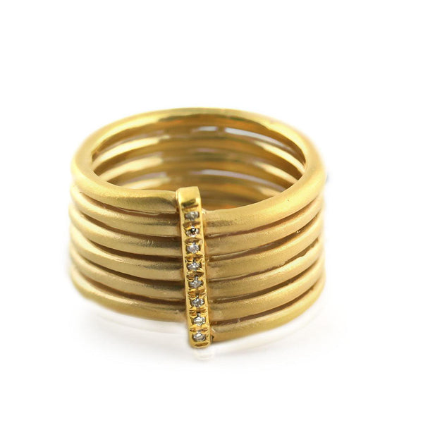 Multiple Row Diamond Ring 14K Gold - Thenetjeweler