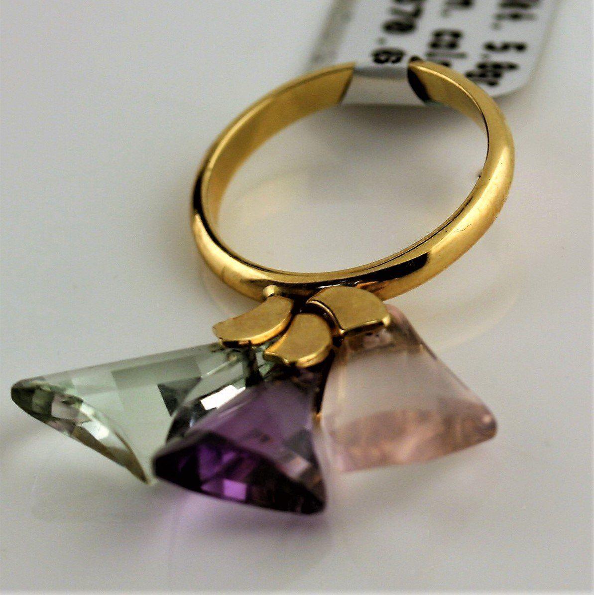 Briolette Quartz Dangle Ring 14K Yellow Gold - Thenetjeweler