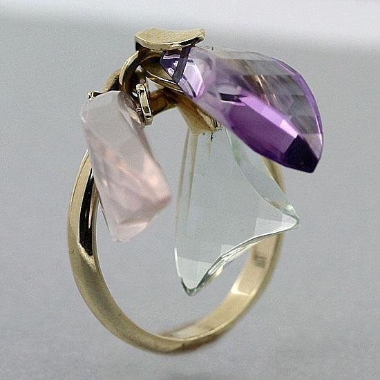 Briolette Quartz Dangle Ring 14K Yellow Gold - Thenetjeweler