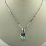 Prasiolite Diamond Pendant 14K White Gold Necklace - Thenetjeweler