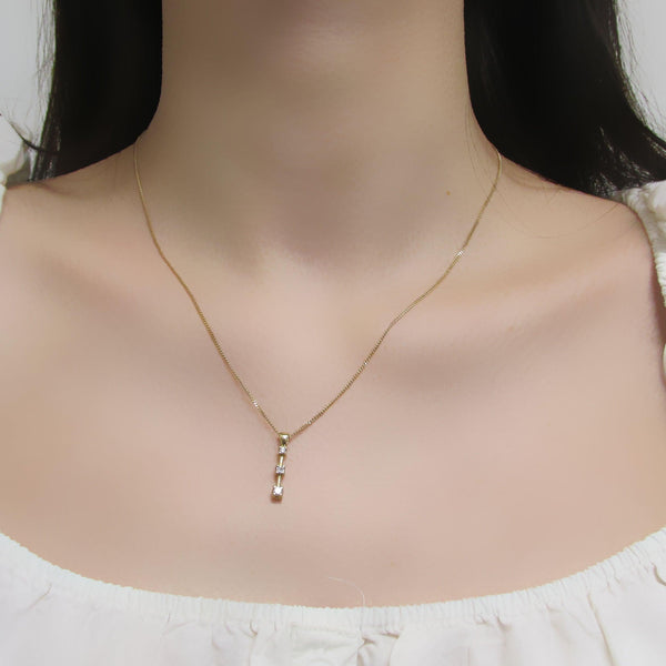 Three Stone Diamond Bar Necklace - Thenetjeweler