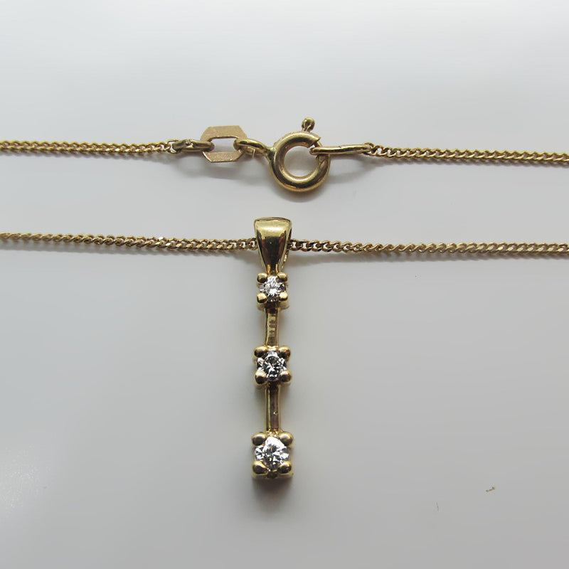 Three Stone Diamond Bar Necklace - Thenetjeweler