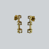 Three Stone Diamond Bar Earrings - Thenetjeweler