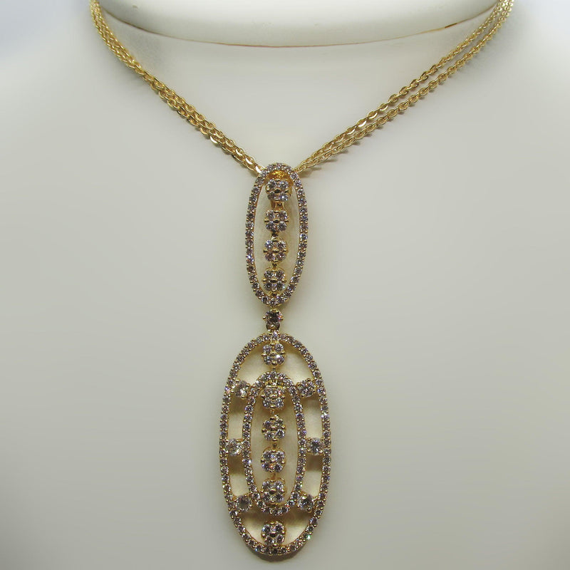Diamond Drop Pendant in 18K Yellow Gold Necklace - Thenetjeweler