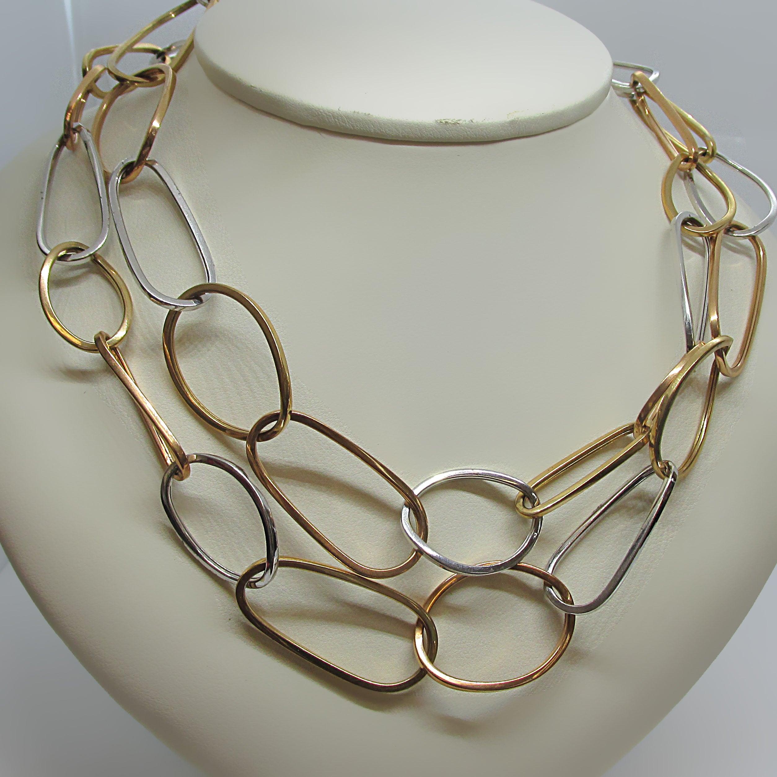 Two Tone Gold  Large Link Chain Necklace - Thenetjeweler