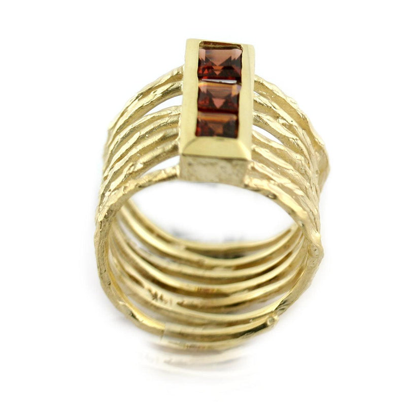 Garnet Wide Band Ring Yellow Gold - Thenetjeweler