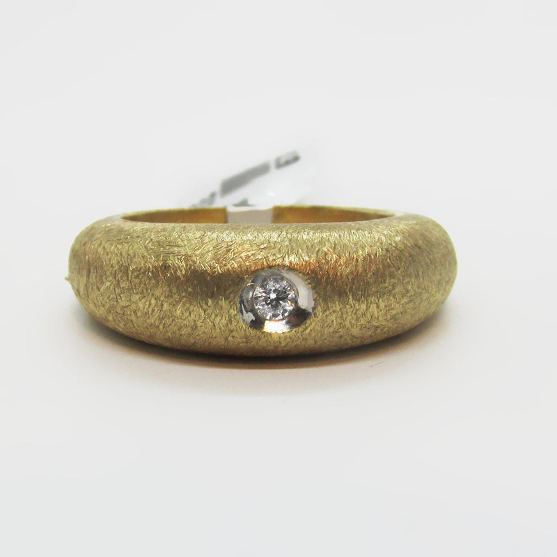 Textured Wide 14K Yellow Gold with Diamond - Thenetjeweler