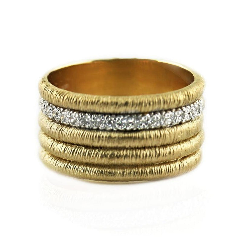 Diamond Multi-Row Ring in 14K Yellow Gold - Thenetjeweler
