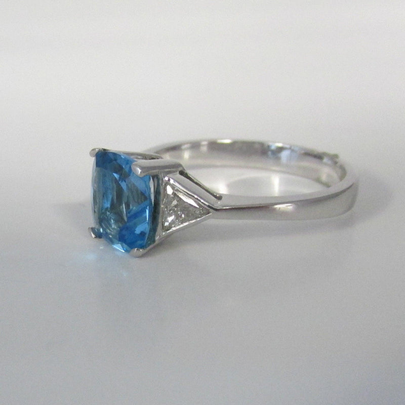 Blue Topaz Diamond Ring 14K White Gold - Thenetjeweler