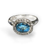 Oval Blue Topaz Ring with Diamonds - Thenetjeweler