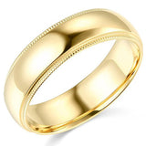 Milgrain Wedding Band Comfort Fit 14K Gold 6 mm - Thenetjeweler