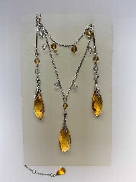 Citrine and Diamond Drop Earrings - Thenetjeweler