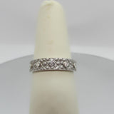 Textured Gold Band With 5 Diamonds White Gold 14K - Thenetjeweler
