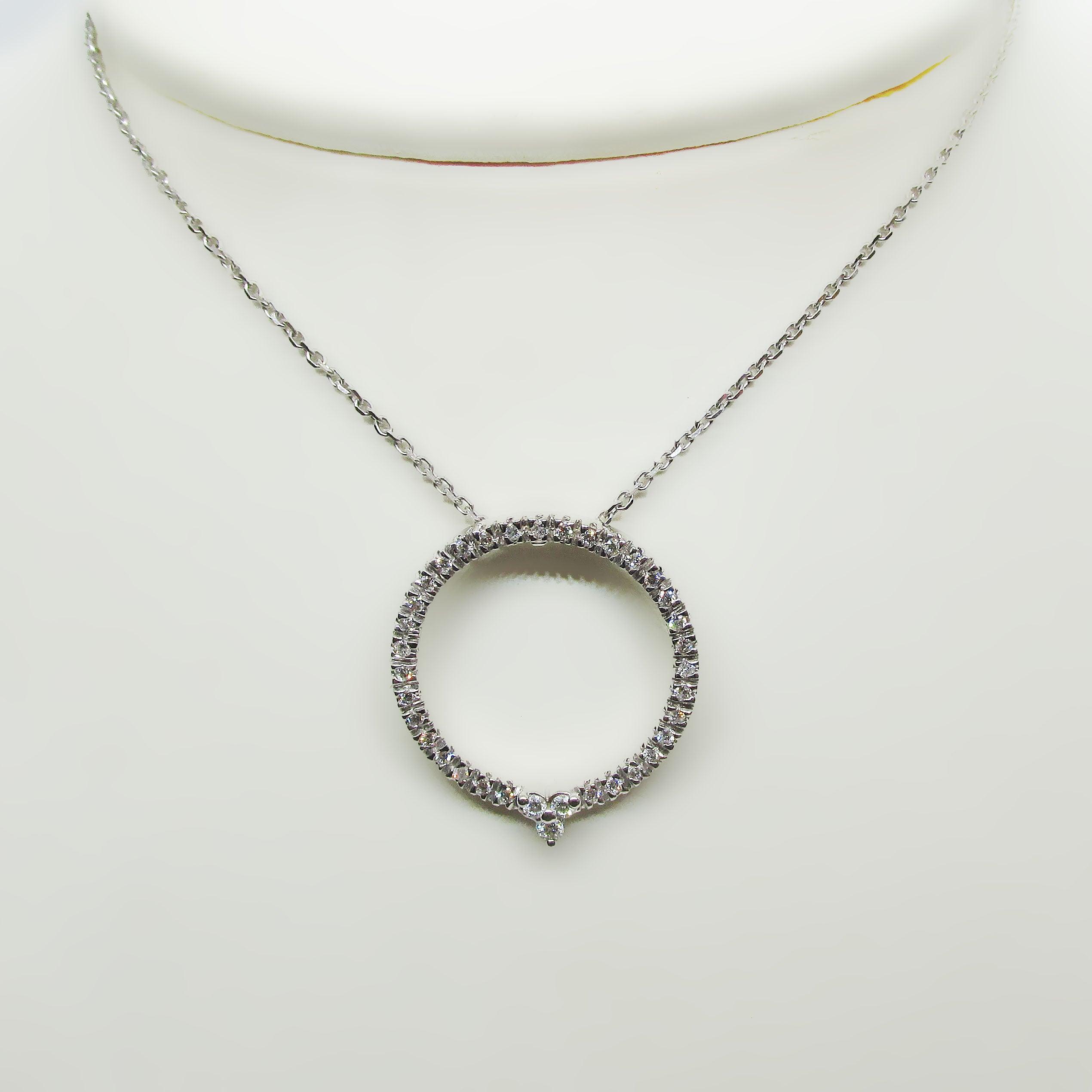 Open Circle Diamond Necklace in 14k Gold - Thenetjeweler