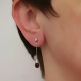 Garnet Drop Diamond Earrings - Thenetjeweler