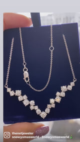 Diamond V Necklace 14k White Gold 4.4 ct. tw