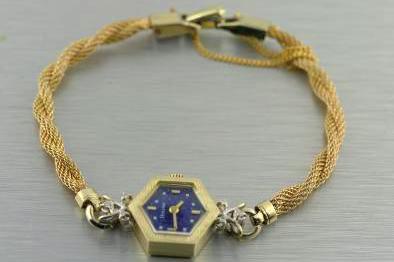 Bulova Vintage Lapis Lazuli Diamond Women's Wrist Watch - Thenetjeweler