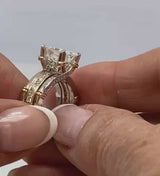 Princess cut Diamond Ring jacket Bridal Set