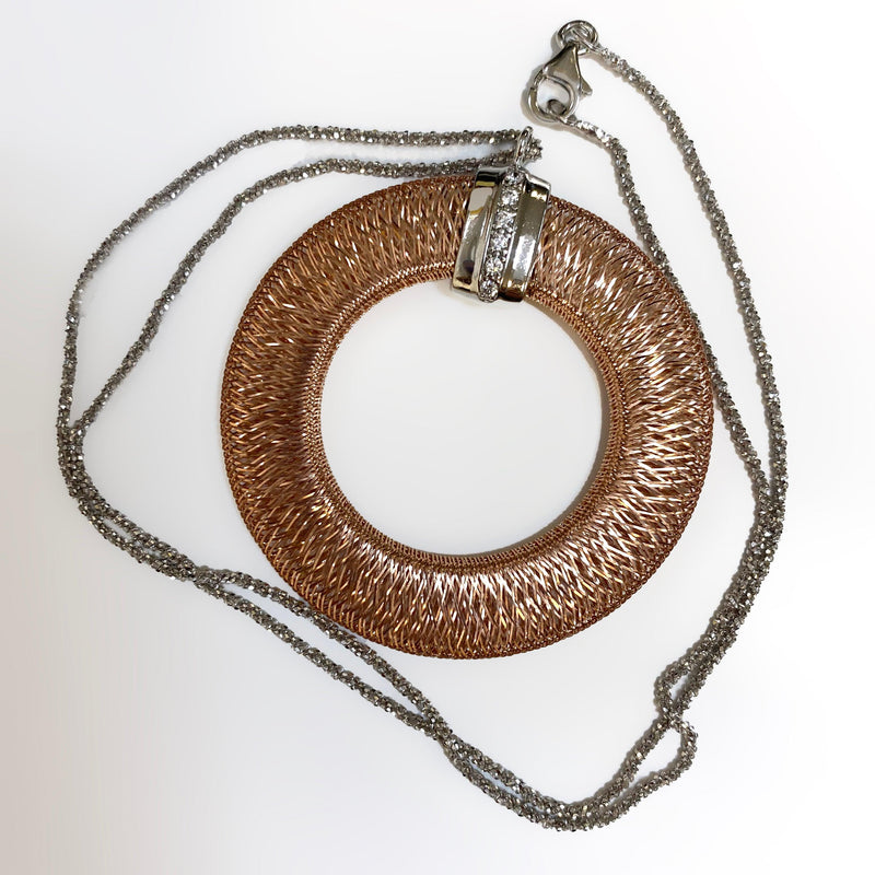 Made in Italy Mesh Open Circle Drop Necklace - Thenetjeweler
