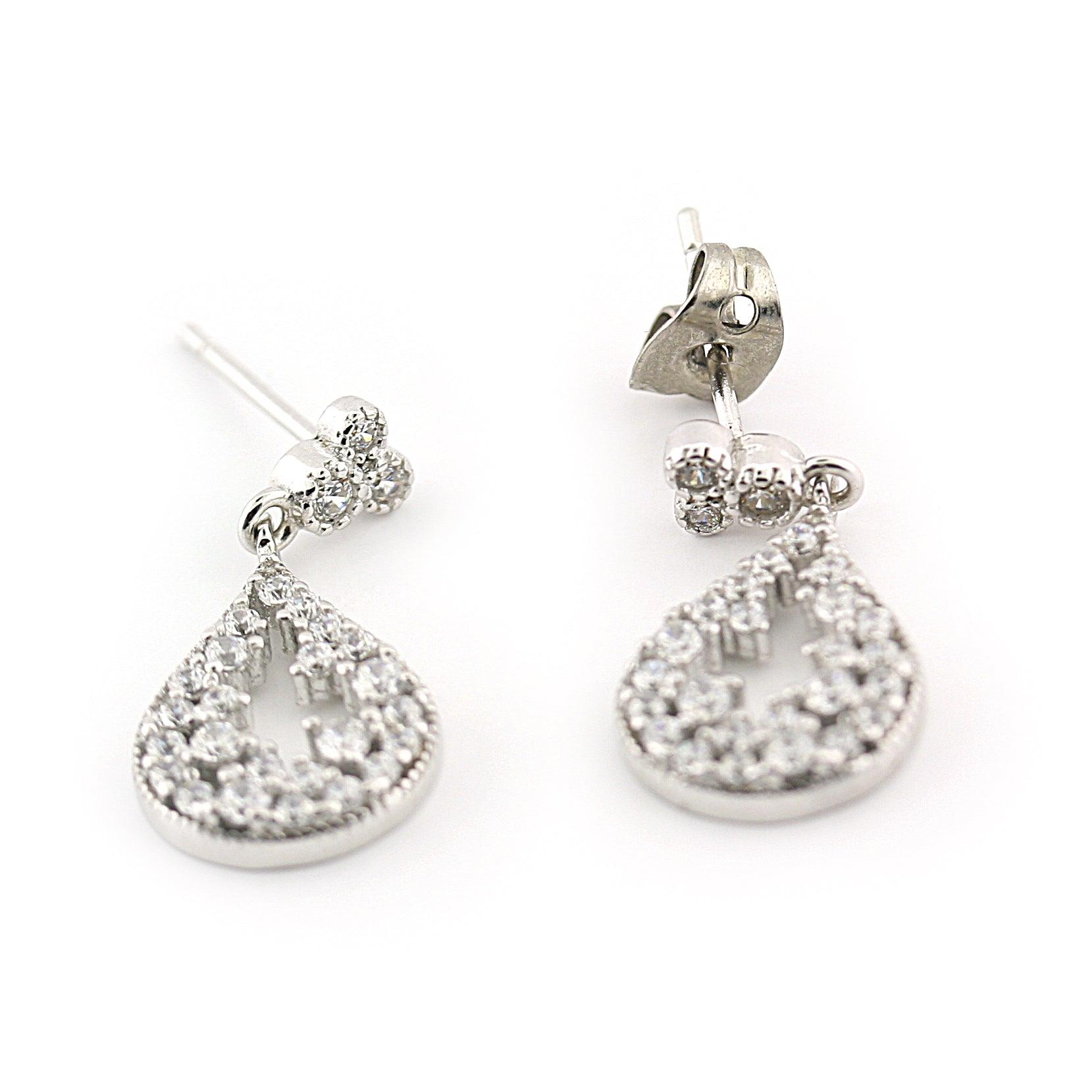 Open Teardrop Earrings Silver - Thenetjeweler