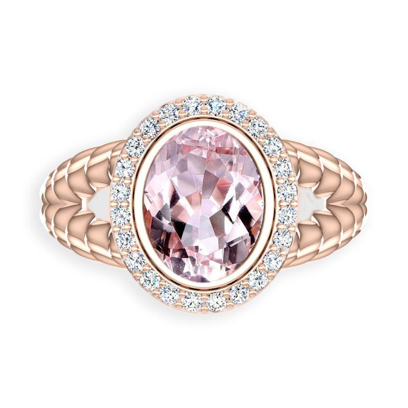 Pink Gold Diamond Ring Cable Coil Design Setting - Thenetjeweler