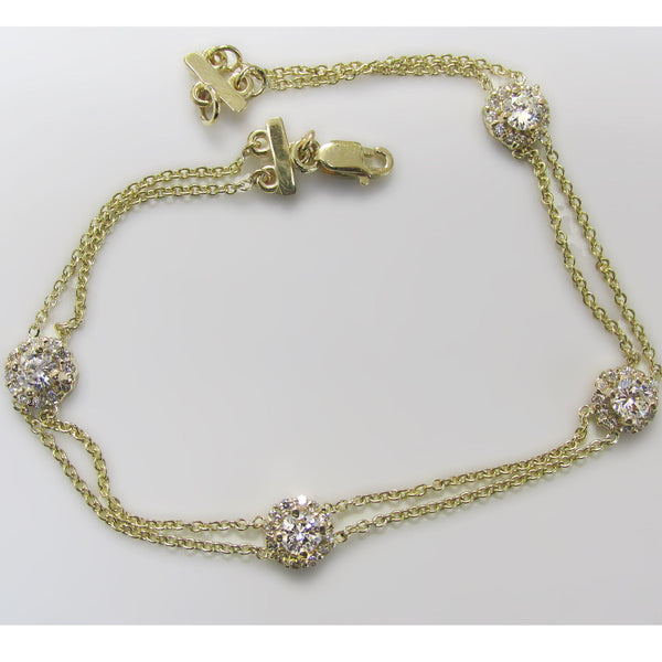Diamond Halo Double Chain Bracelet - Thenetjeweler