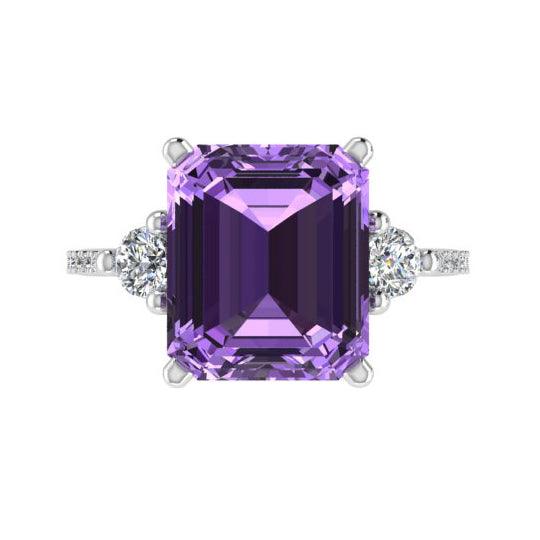 Emerald Cut Amethyst and Diamond Ring | TheNetJeweler