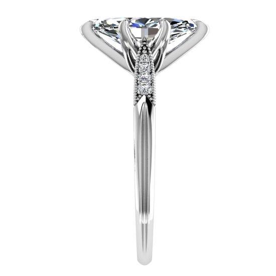 Marquise Diamond Engagement Ring 18K White Gold Setting 8 Side Stones - Thenetjeweler
