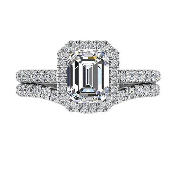 Emerald Shaped Diamond Wedding Ring Set - Thenetjeweler