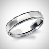 Milgrain Comfort Fit Wedding Ring 14K Yellow Gold 5mm Band - Thenetjeweler