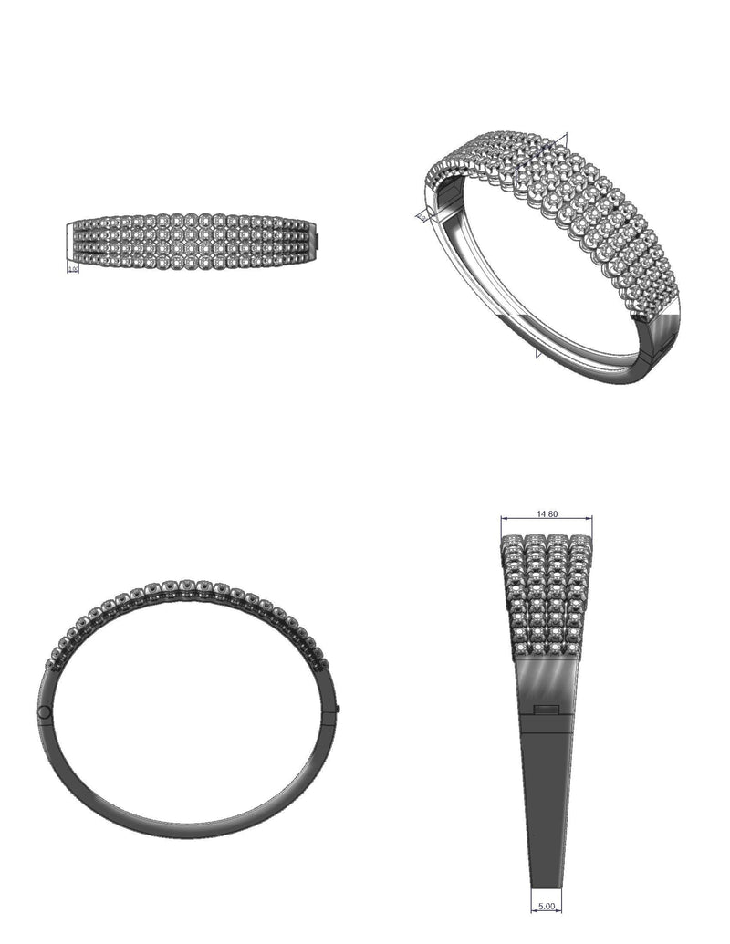Multi Row Diamond Bangle - Thenetjeweler