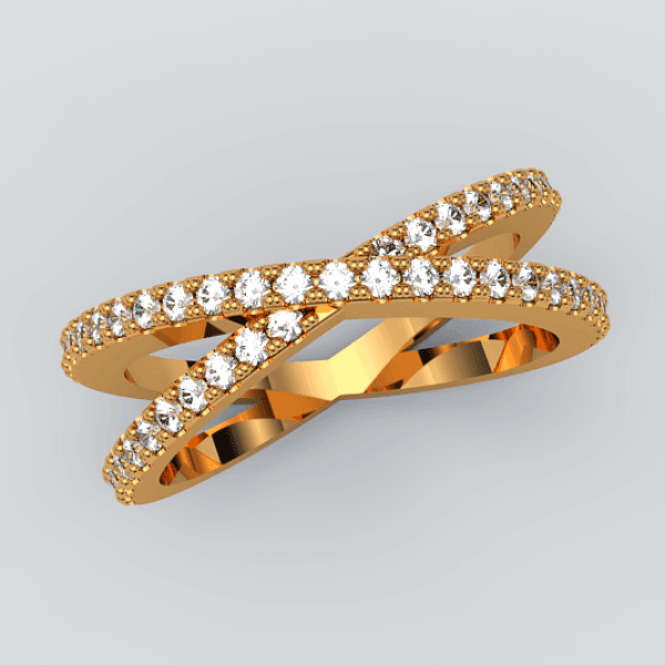 Criss Cross X Diamond Ring 14k Gold - Thenetjeweler