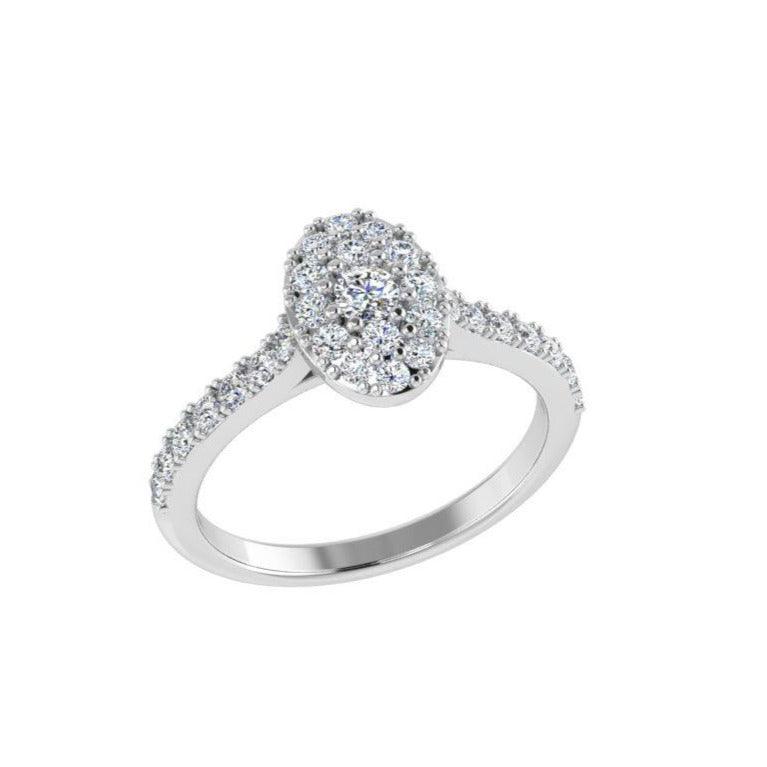 Diamond Oval Cluster Halo Engagement Ring - Thenetjeweler