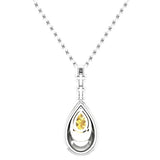 Pear Citrine Diamond Pendant Necklace 18K White Gold - Thenetjeweler