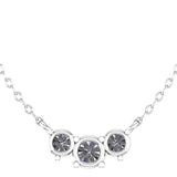 Three Stone Diamond Pendant Necklace 14K White Gold - Thenetjeweler