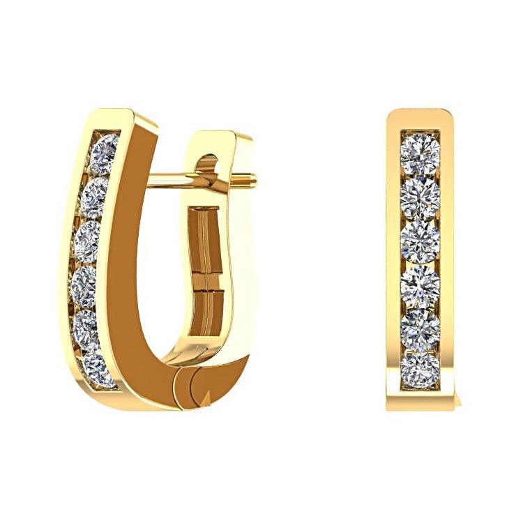 Round Cut Diamonds Hoop Earrings 14K Yellow Gold - Thenetjeweler