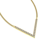 V Shape Diamond Pendant Necklace 18K Yellow Gold - Thenetjeweler