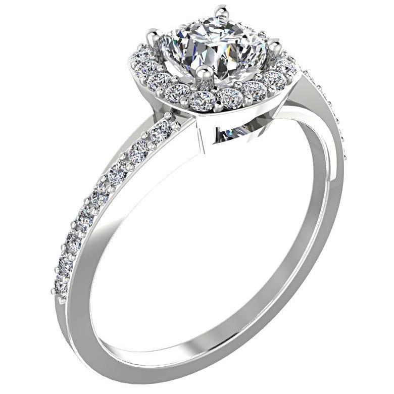 Cushion halo split shank diamond engagement ring - Thenetjeweler