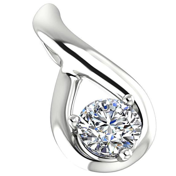 Oval Pendant with Diamond 14K White Gold - Thenetjeweler