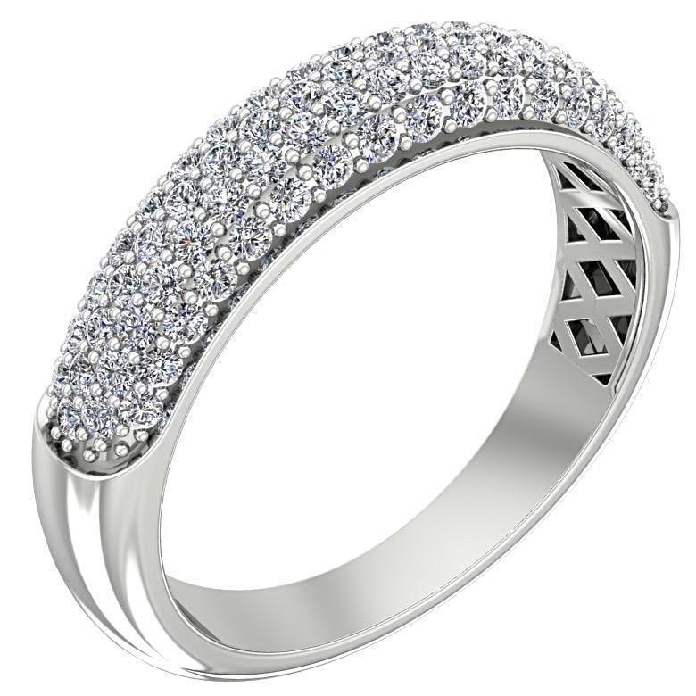 Five Row Diamond Semi Eternity Ring 14K White Gold - Thenetjeweler