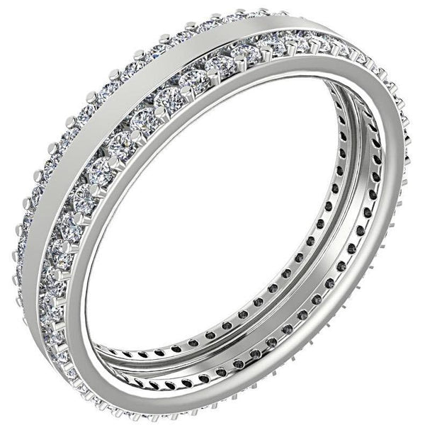 Three Row Diamond Eternity Ring Band 18K Gold (0.79 ct. tw.) - Thenetjeweler