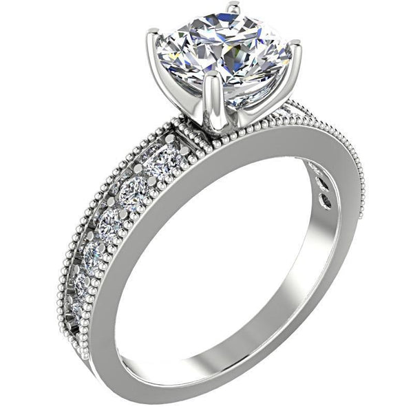 Diamond Milgrain Band Engagement Ring - Thenetjeweler