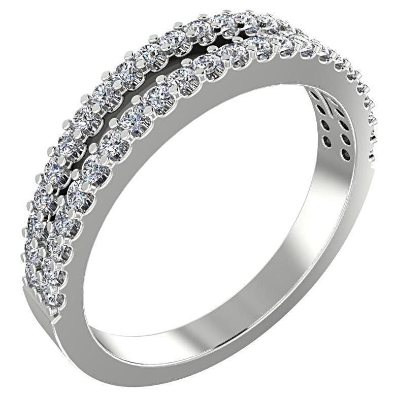 Diamond Split Shank Semi Eternity Ring Band 18K White Gold - Thenetjeweler