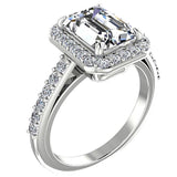 Emerald Halo Diamond Engagement Ring - Thenetjeweler