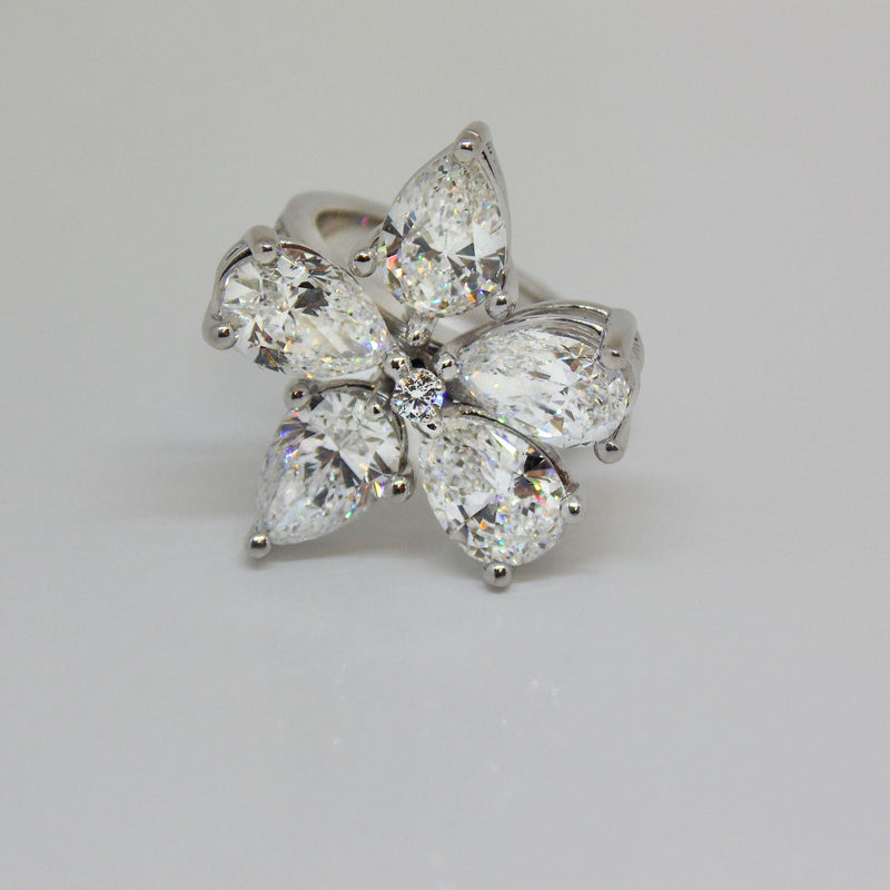 Pear Diamond Flower Ring - Thenetjeweler